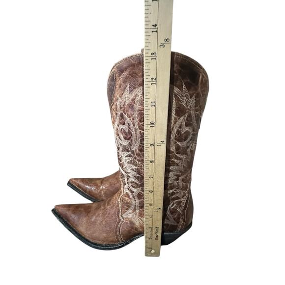 Rudel Brown Embroidered Western Pointed Toe Heeled Boots Style 2195 Size 7.5 E - Picture 9 of 10